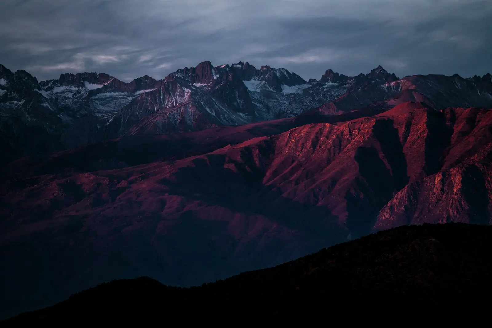 Mountain ridge at dusk